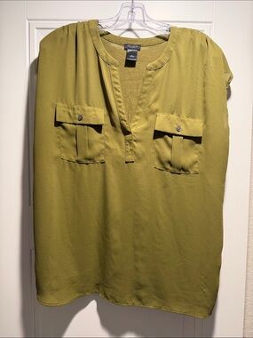 Ann Taylor Factory Olive Utility Popover Shirt